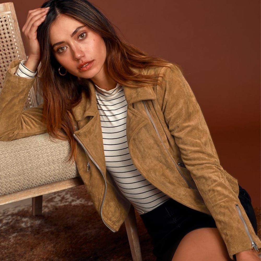 Lulu’s “Suede with Love Tan Moto Jacket” - Picture 9 of 9